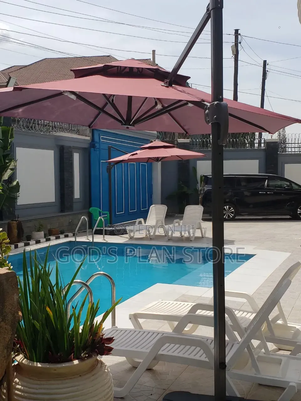 Home Compound Outdoor Garden Umbrella With 100litres Base