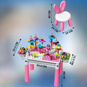 89pcs Kids Learning Table WTH Building Blocks 6 in 1 With Rabbit Chair