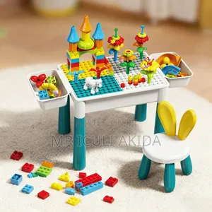 85pcs Kids Changeable Building Blocks Table With Bunny-Eared Chair
