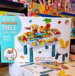 85pcs Kids Changeable Building Blocks Table With Bunny-Eared Chair