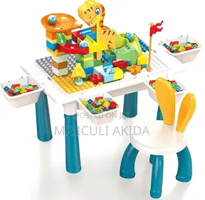 85pcs Kids Changeable Building Blocks Table With Bunny-Eared Chair