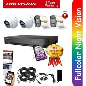 4 CCTV Fullcolor Camera Kit (2dome+2bullet Shape Pack), Free 500gb