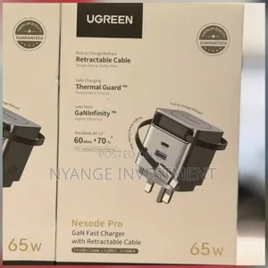 Ugreen Nexode Pro 65w Gan Fast Chargers , Built-in Retractable Cables.