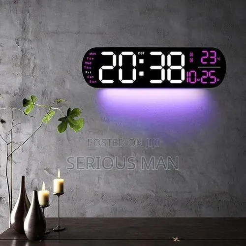 Led Digital Wall Alarm Clock and Calendar - Black Red