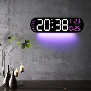 Led Digital Wall Alarm Clock and Calendar - Black Red