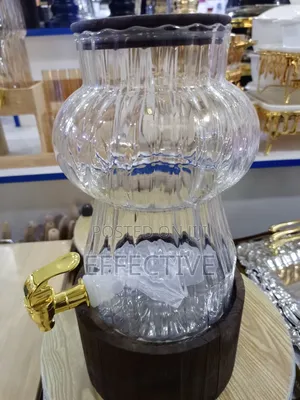 Ribbed Glass Beverage Dispenser.
