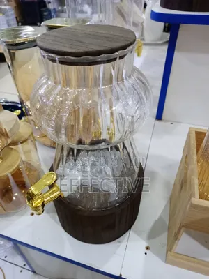 Ribbed Glass Beverage Dispenser.