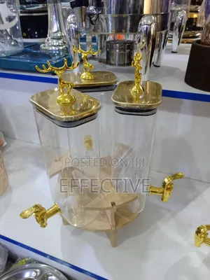 Rotating Glass Beverage Dispenser Set.