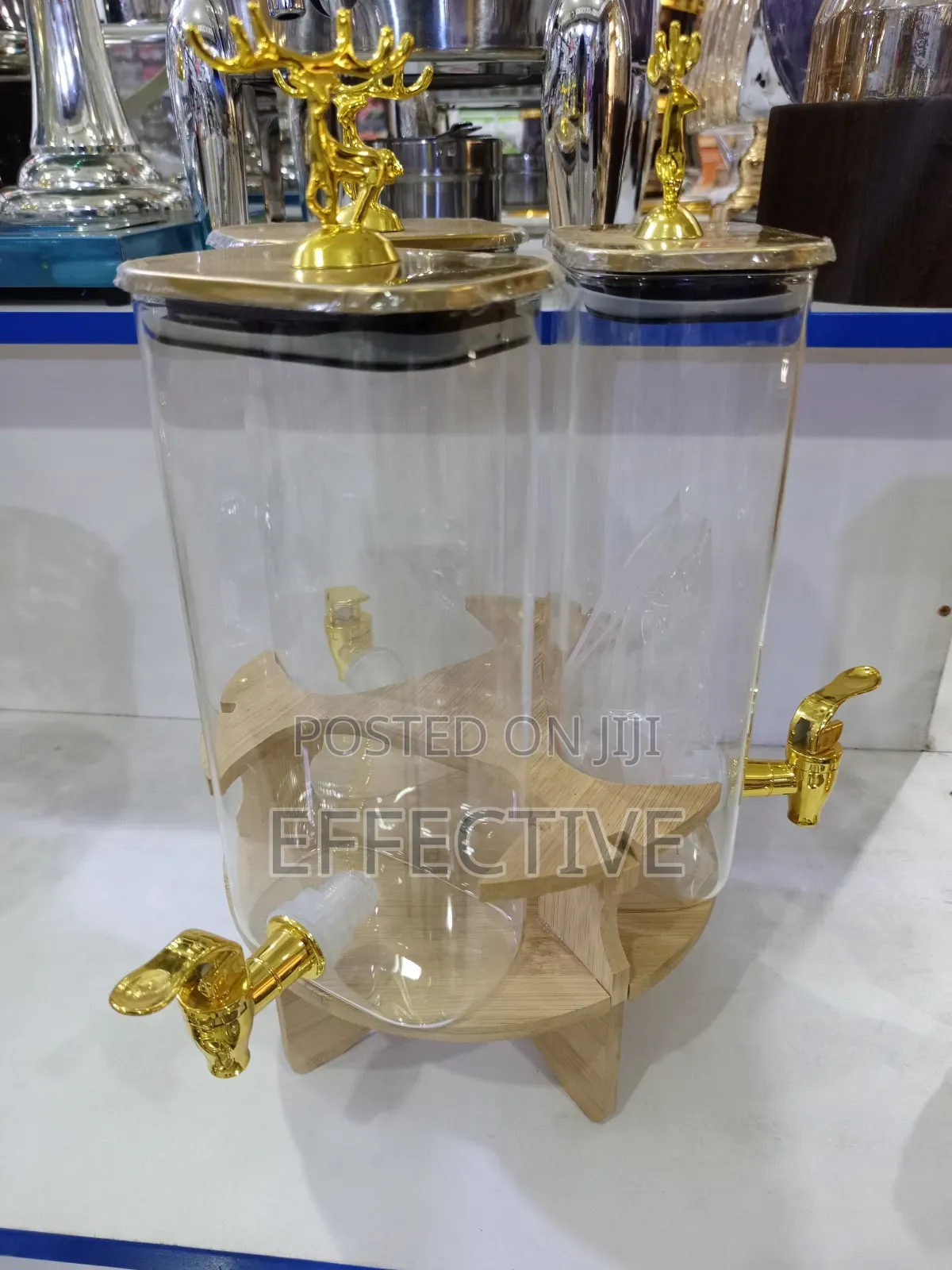 Rotating Glass Beverage Dispenser Set.