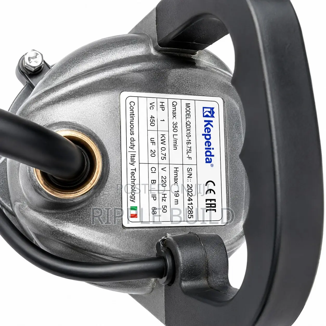 750w Ac Submersible Clean Water Pump 19m Head 21000l/H