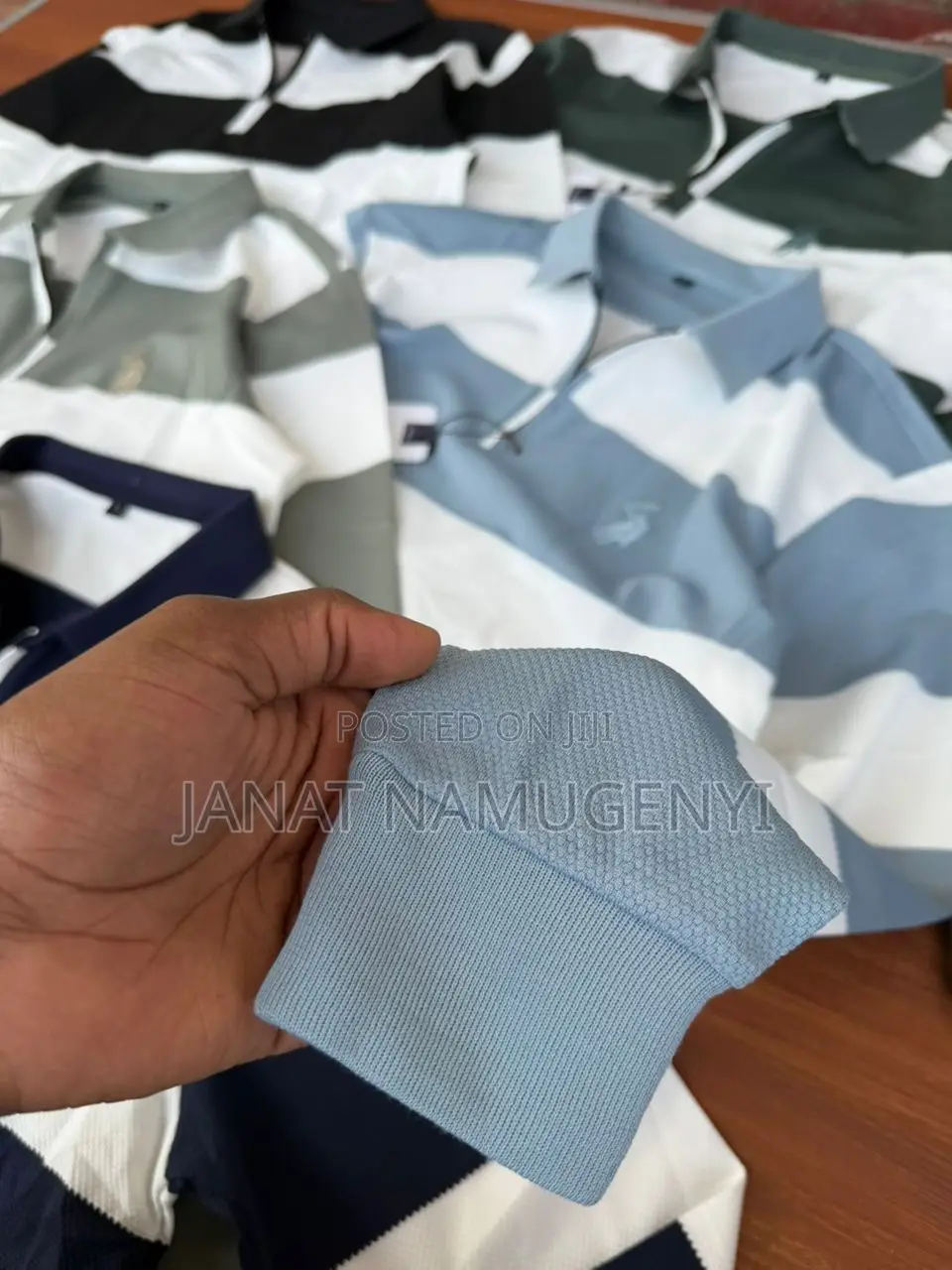 Long Sleeve Strip Polo T-Shirts M - 2xl
