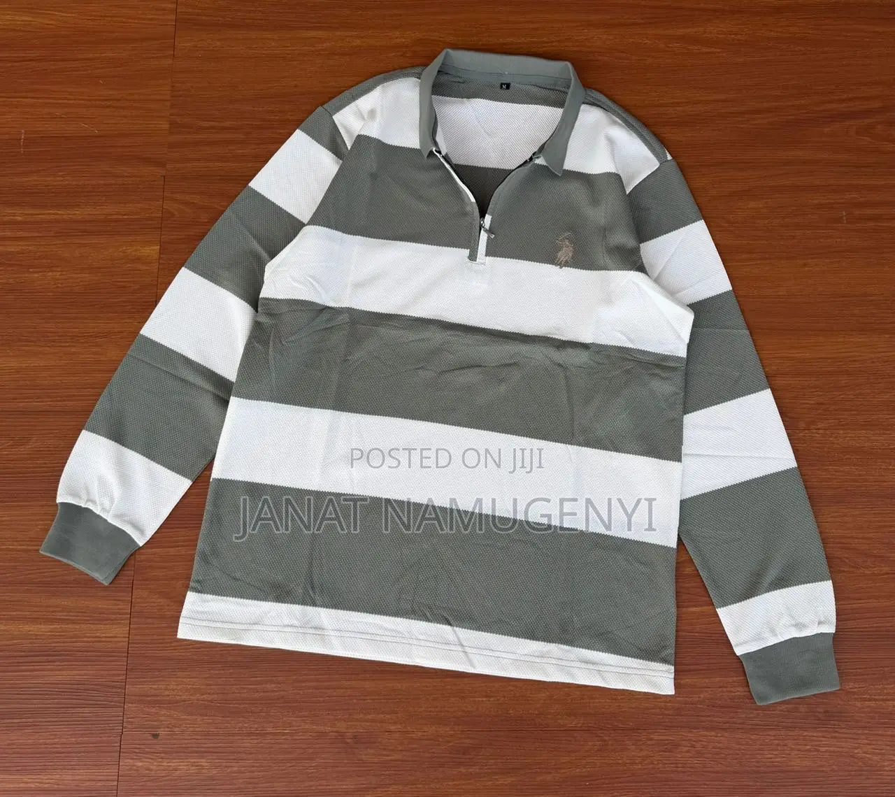 Long Sleeve Strip Polo T-Shirts M - 2xl