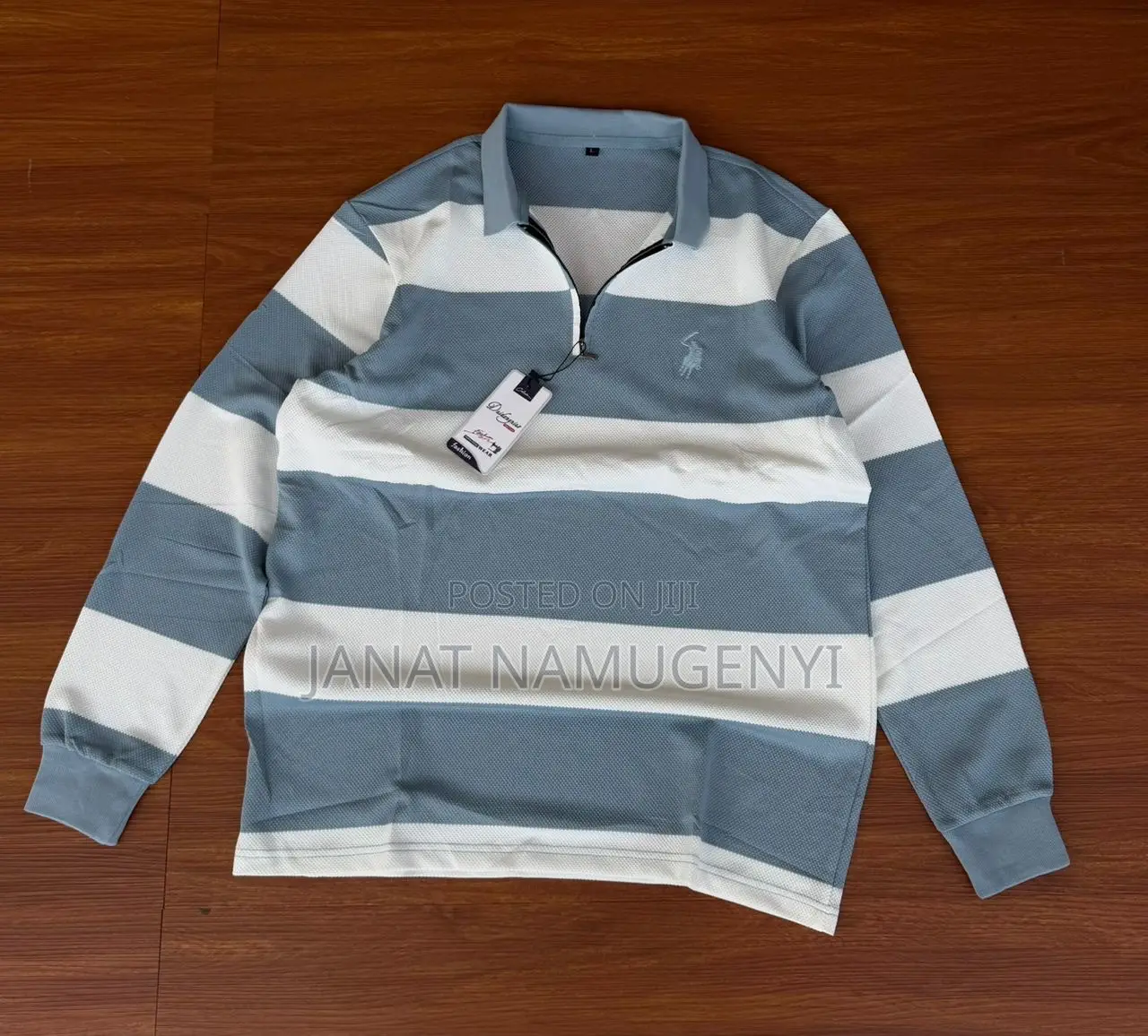 Long Sleeve Strip Polo T-Shirts M - 2xl