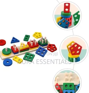 Kids Wooden Shape Sorter and Stacking Toy