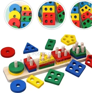 Kids Wooden Shape Sorter and Stacking Toy