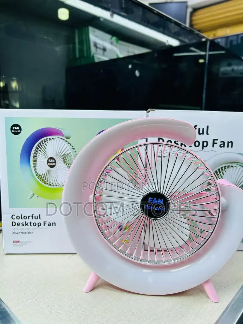 Desktop 5-Light Mini Fan With Led Lighting Rechargeable Fan