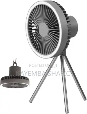 3-in-1 Portable Rechargeable Camping Tripod Fan With Led Light