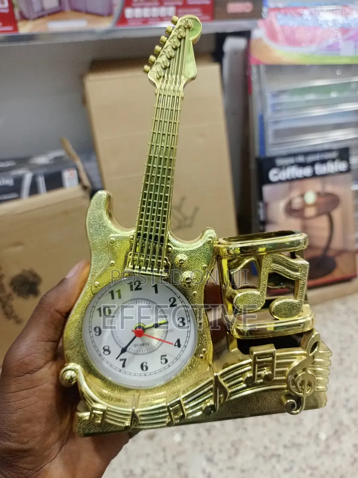 Analog Guitar-Shaped Desk Clock
