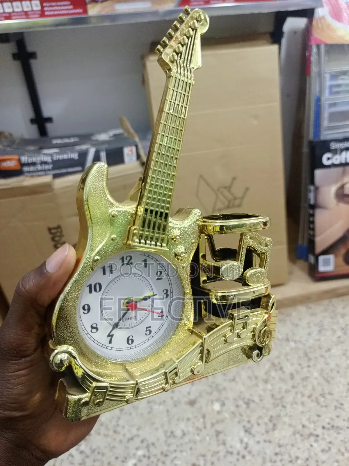 Analog Guitar-Shaped Desk Clock