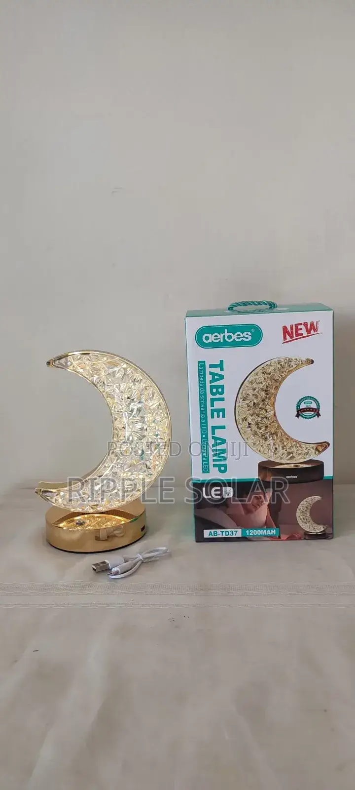 Aerbes Ab-Td37 Led Table Lamp Rechargeable Moon Crystal Night Light