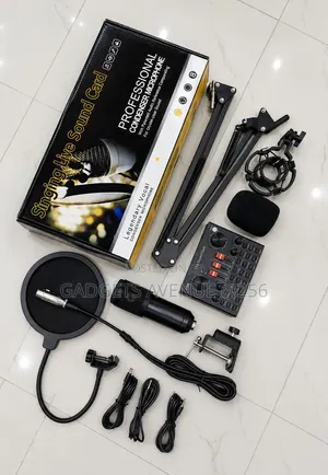 Bm-800 Condenser Microphone Kit a V8 Live Sound Card for Podcasting