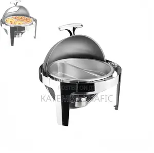 Premium 6.5l Stainless Steel Round Roll Top Chafing Dish (Split Pan)