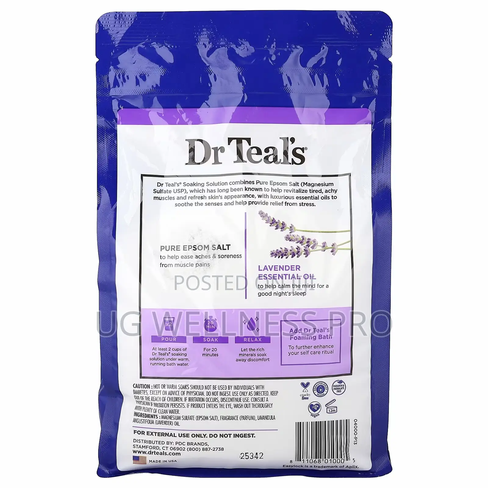 Dr. Teal's Pure Epsom Salt, Soaking Solution, Lavender, 1.36 Kg