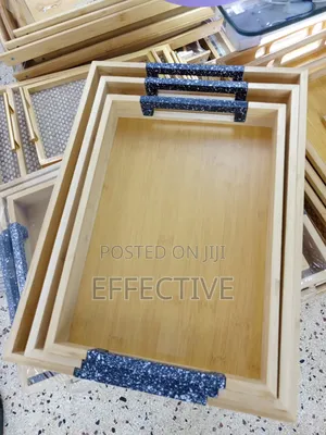 3-in-1 Rectangular Nesting Bamboo Serving Tray Set.