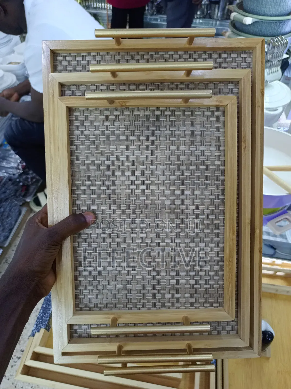 Nesting Set of Rectangular Bamboo Serving Trays
