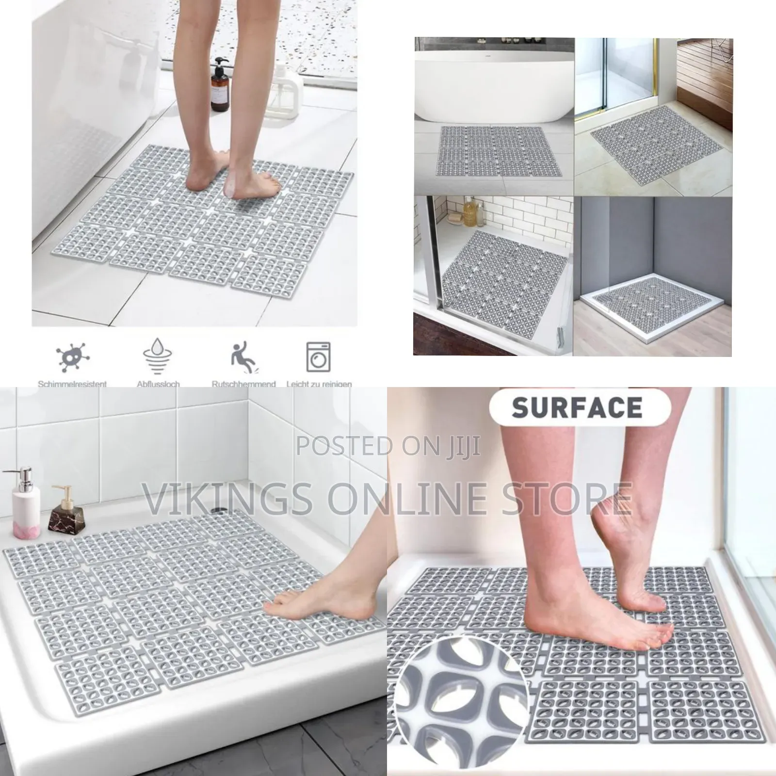 24 X 24 Inches Non Slip Square Shower Floor Mat for Inside Shower