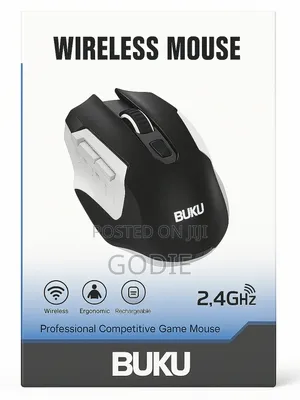 Buku Q8 Wireless Mouse With 2.4ghz Connectivity and a 1-Year Warranty.