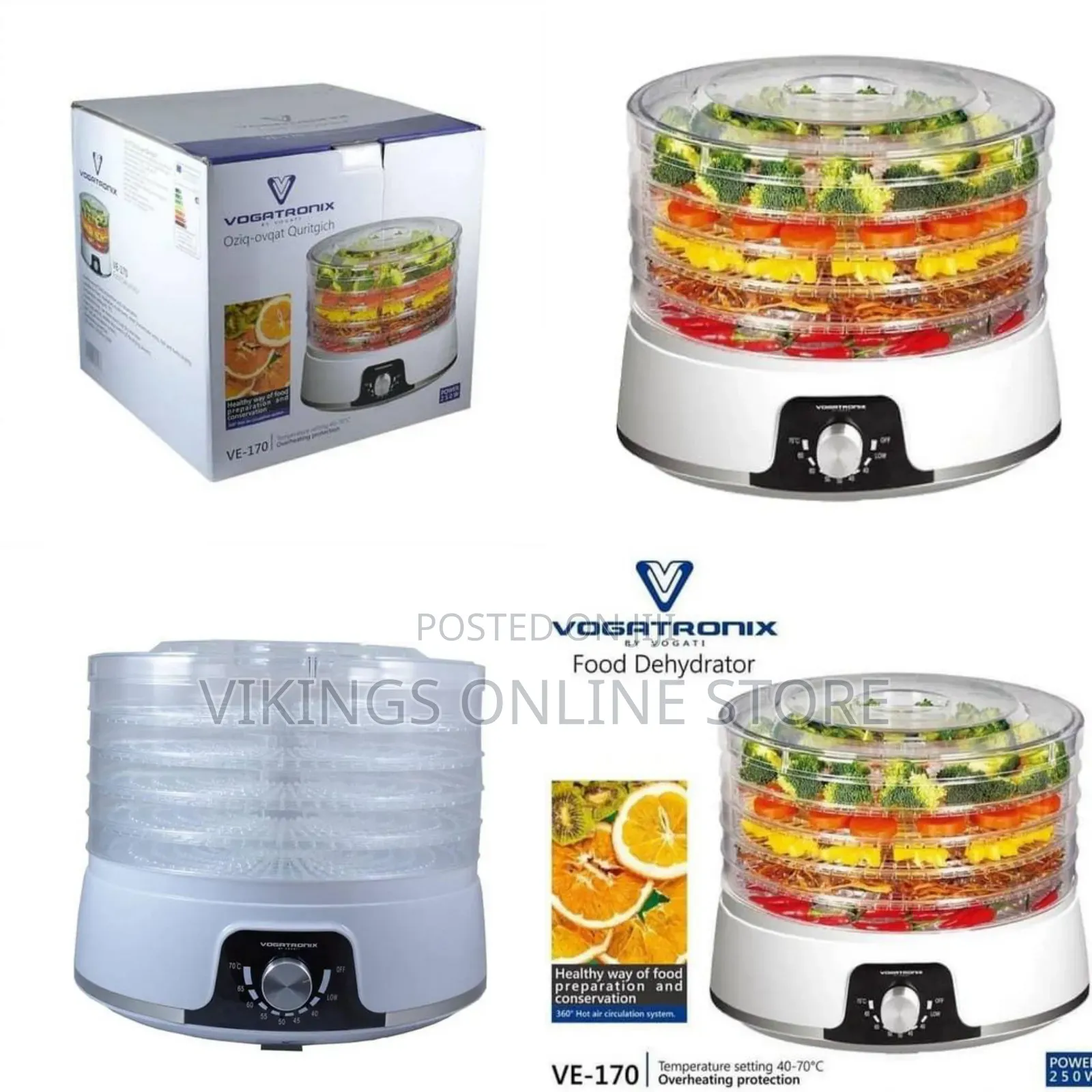 Vogatronix 6 Layer Food Dehydrator Vegetable Fruit Dryer Trays- Clear