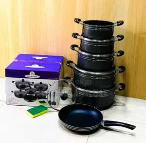 6 Pc- Non Stick Cookware Pans Saucepans With Covers- Black