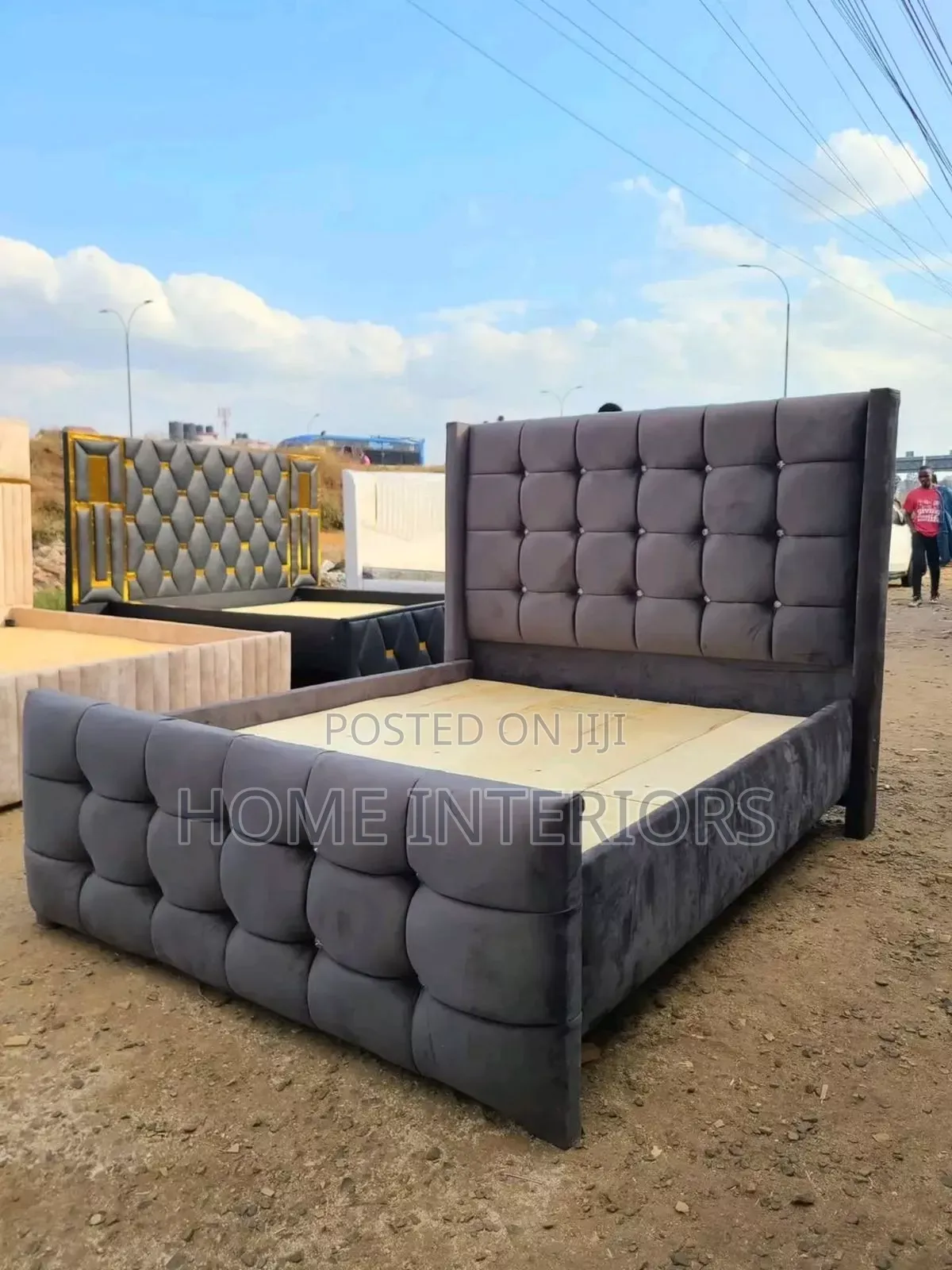 6 by 6 Bed in Dark Gray