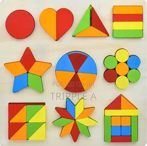 10 in 1 Wooden Kids Educational Colorful Square Tangram Game