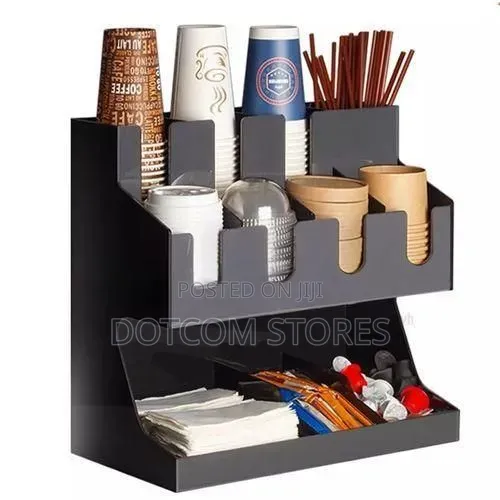 Storage Rack Coffee Tea Bags Shop Cup Holder Grid Storage Organizer