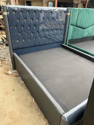 Leather Bed Five by Six Navy Blue