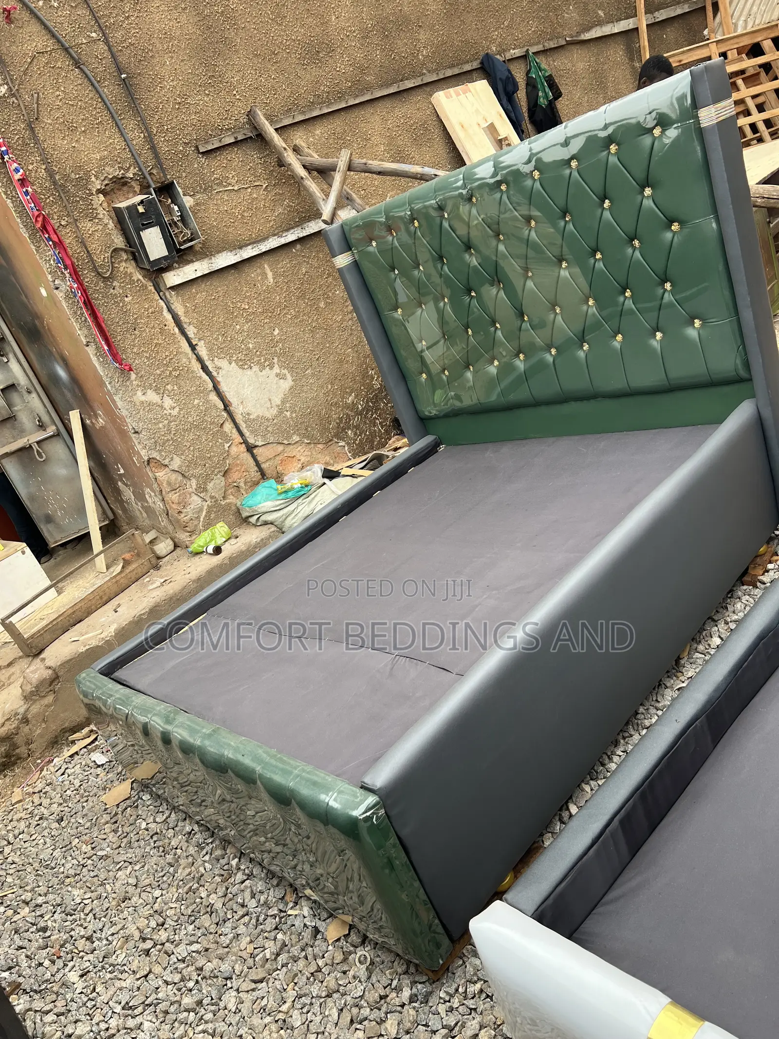 Leather Bed Five by Six Green