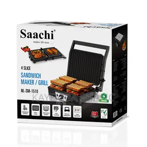 Saachi 4-Slice Sandwich Maker Contact Grill (1950w) – Brand New