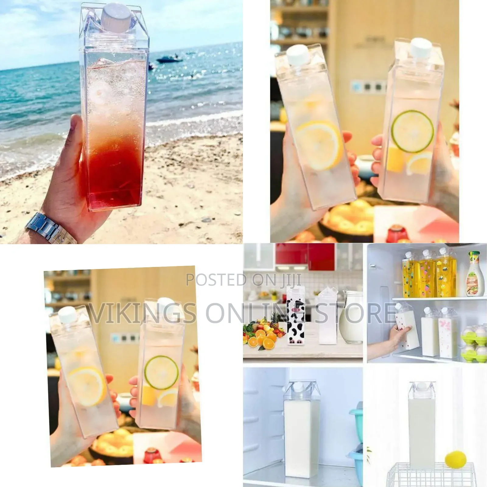 Acrylic Juice Water Bottle Square Fridge Milk Bottles Portable