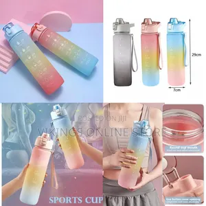 1l Time Marked Fitness Jug Outdoor Frosted Water Bottle, Multi-Colour