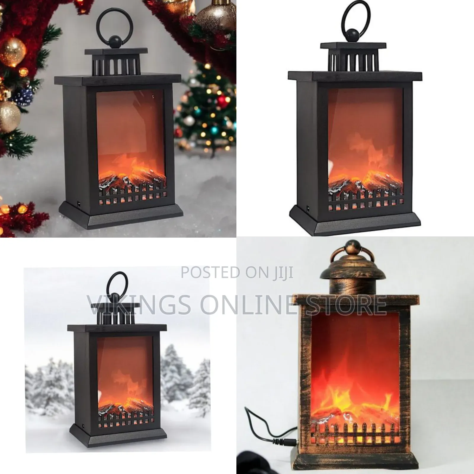 Led Fireplace Lantern Table Lamp Decoration,Integrated Carry