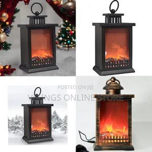 Led Fireplace Lantern Table Lamp Decoration,Integrated Carry