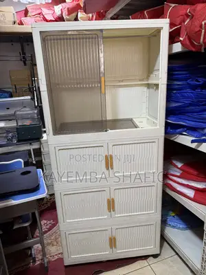 Modern 4-Tier Foldable Plastic Wardrobe Cabinet With Wheels