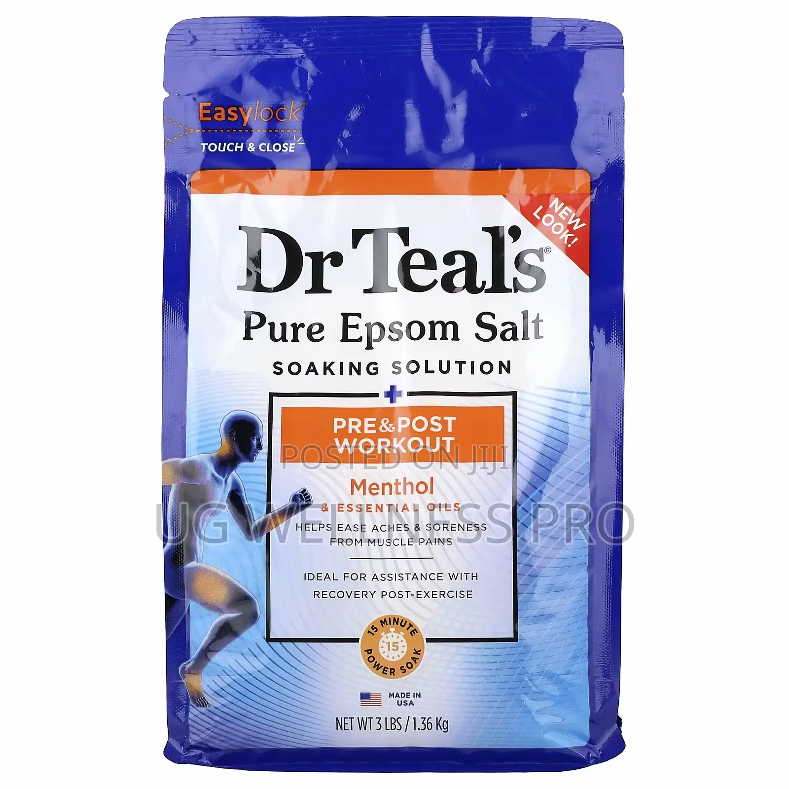 Dr. Teal's Pure Epsom Salt Soaking Solution Pre Post-Workout 1.36 Kg