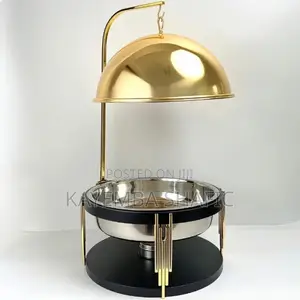 Luxury 9.5qt Stainless Steel Round Chafing Dish With Hanging Lid