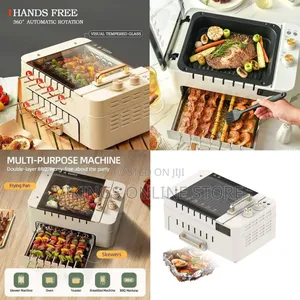 Electric BBQ Kebab Grill Machine, Non Stick Household Smokeless