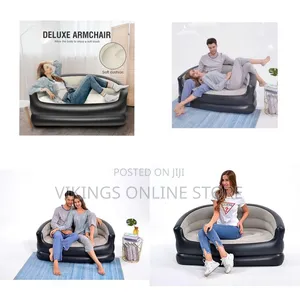Folding Portable Inflatable Double Sofa, Lazy Flocking Two-Seater Nap