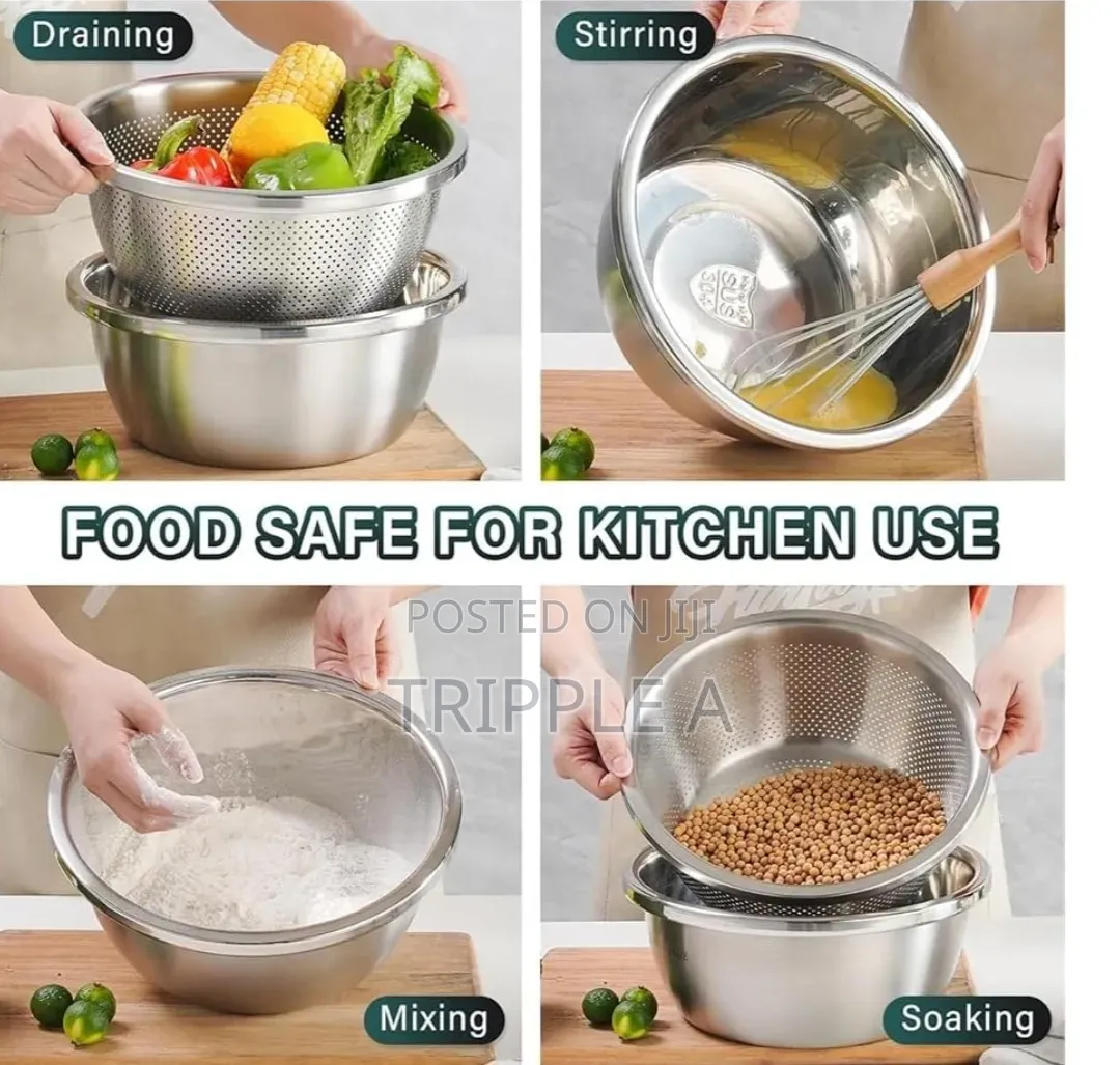 30cm Stainless Steel Rice , Vegetable Washing Colander