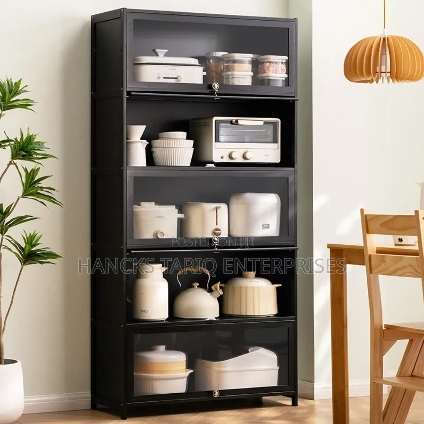 Elegant Multi-tier Display Storage Cabinet – Black Finish